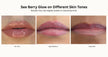 Berry glow Lip gloss color swatches on different skin tones 