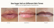 Sugar veil Lip gloss color swatches on different skin tones 