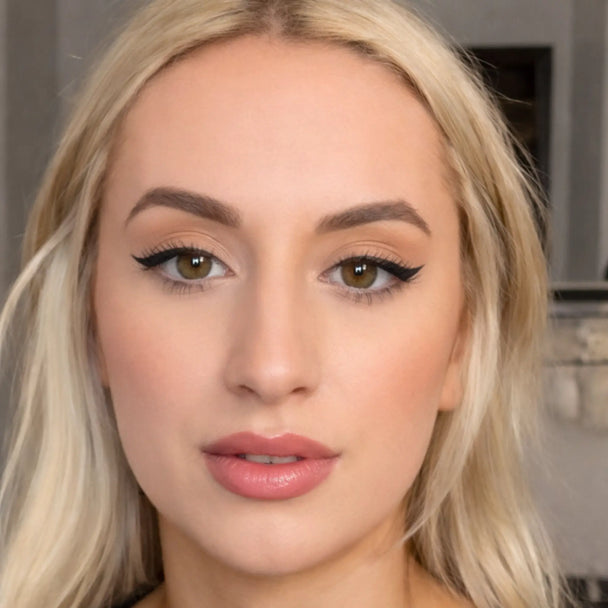 Woman applying Reillie Beauty Organic Bronzer in Topaz on face, warm golden-brown shade for natural glow